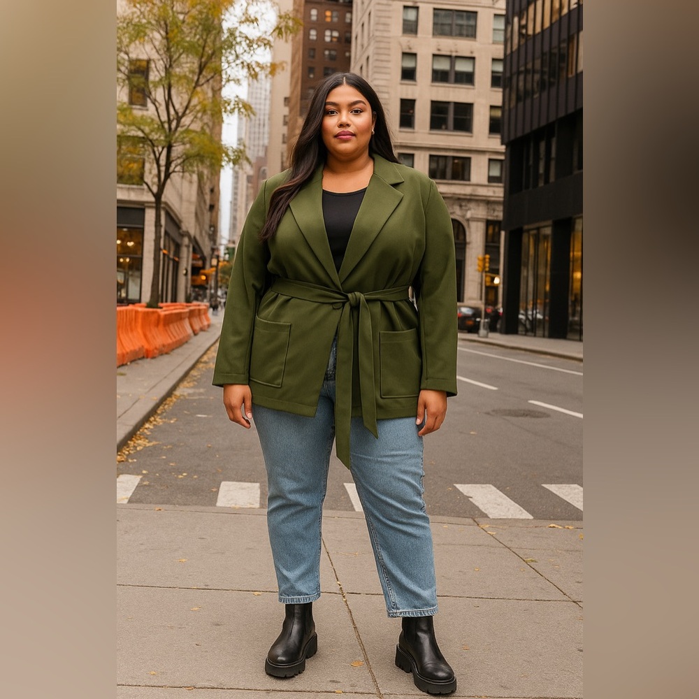 Ashley Stewart Green Belted Blazer size 26 NWT